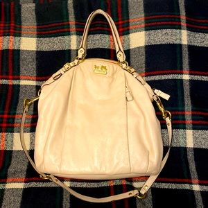 Coach cream colored leather hobo bag
